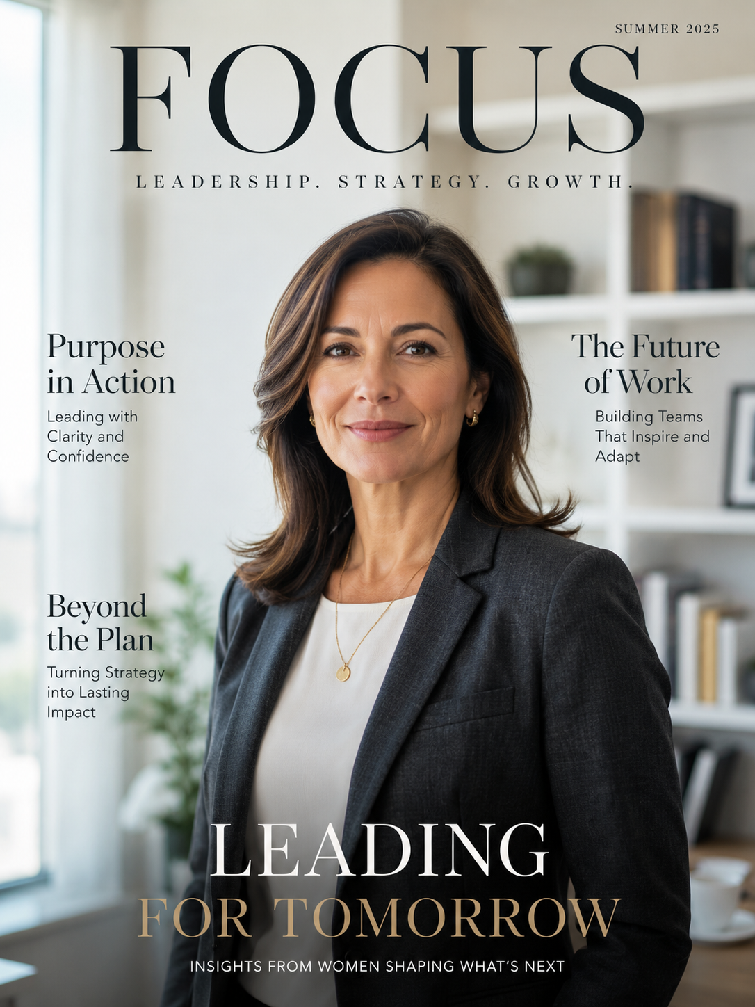 Faith Focus Journal magazine cover featuring a Christian leader, Faith and Leadership issue