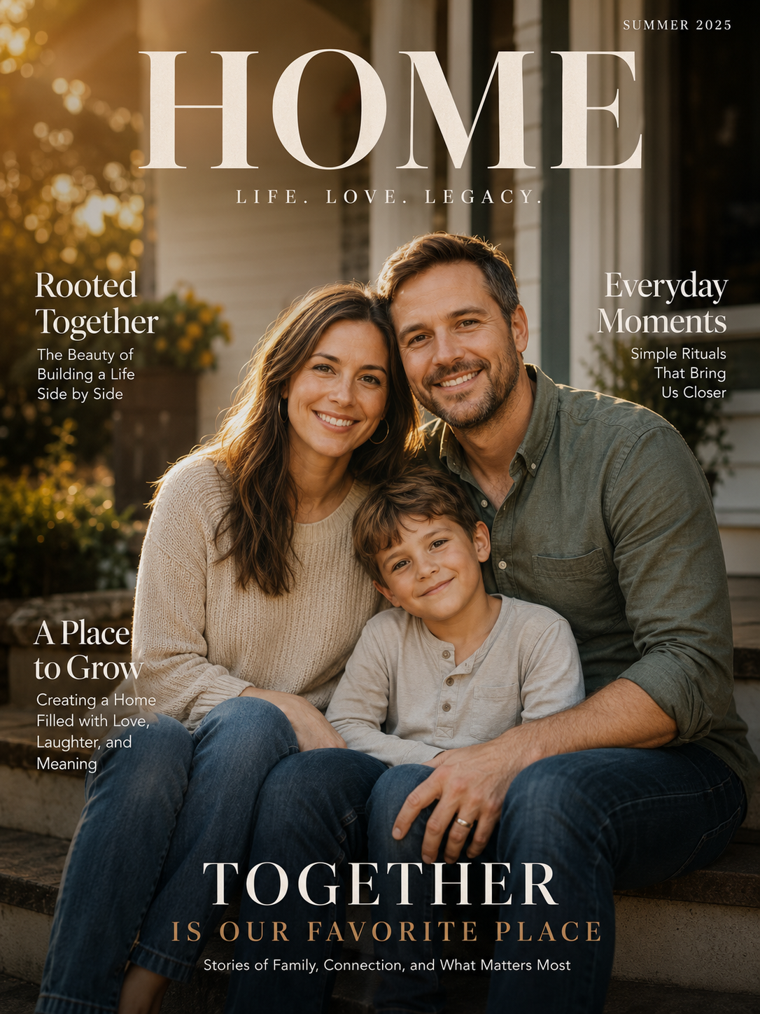 Faith Focus Journal magazine cover featuring a Christian family, Home issue